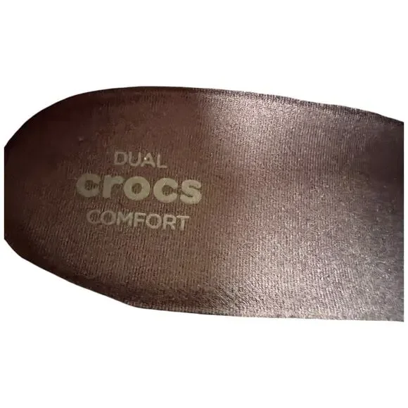 CROCS Leigh Womens 7 Espresso Suede Ankle Boots Wedge Heels Bootie Side Zip - Picture 13 of 13